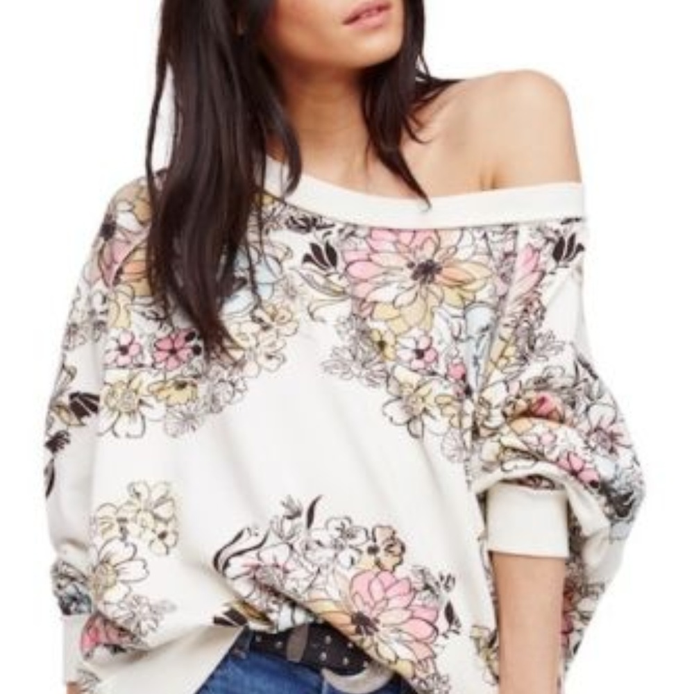 ⛔Sold⛔Free People Go On Floral Pullover Sweatshirt - Picture 1 of 7